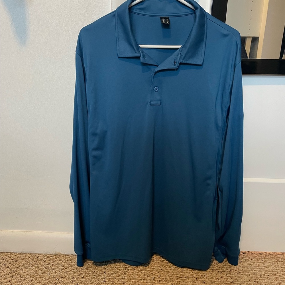 Teal Long-Sleeve Performance Polo Shirt